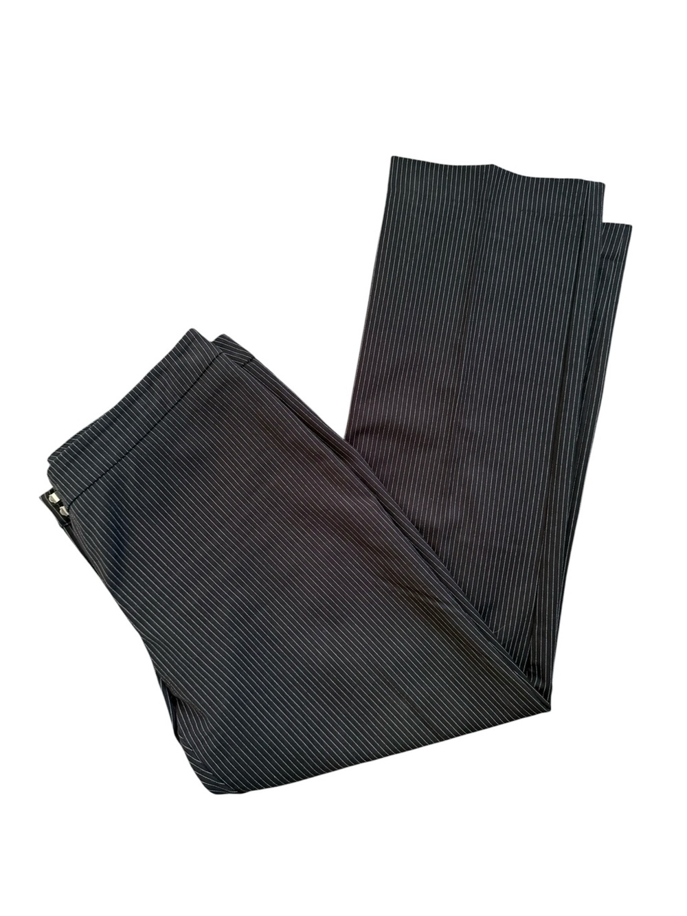Women’s Black Pinstripe Mid Rise Straight Leg Dress Pants Trousers Size 12 P - Picture 2 of 16